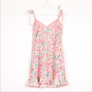 LPA Multi Ruffle Mini Dress Pink Blooms